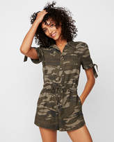 Thumbnail for your product : Express Camo Tie Sleeve Utility Romper