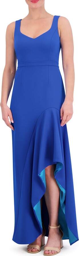 Ruffled Asymmetric-Hem Gown