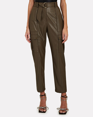 Intermix Addison Belted Faux Leather Cargo Pants