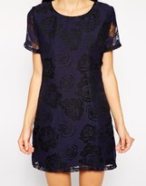 Thumbnail for your product : AX Paris Shift Dress in Rose Burnout Fabric