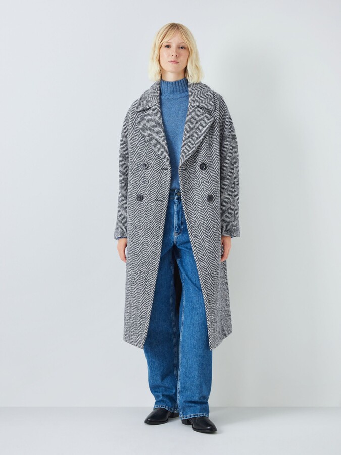 AND/OR Ella Herringbone Double Breasted Coat ShopStyle