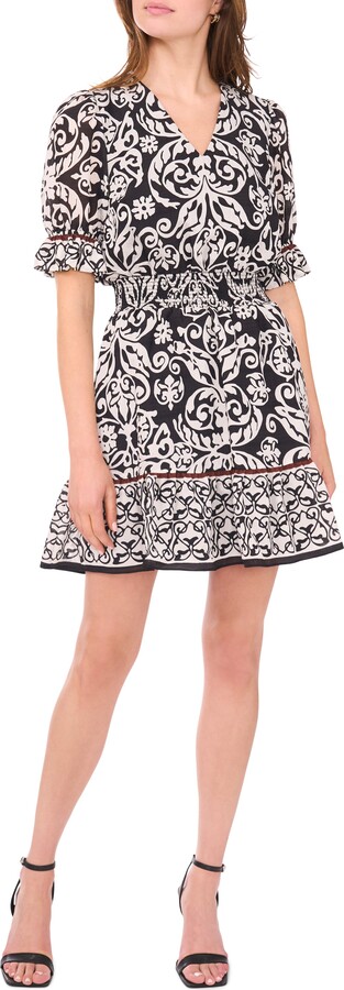 Halogen V-Neck Short Sleeve Tiered Dress