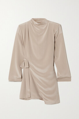 ENVELOPE1976 Country Convertible Draped Silk-crepe Mini Dress - Brown