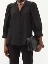 Thumbnail for your product : Stella McCartney Reese Cropped-sleeve Silk-crepe Shirt - Black