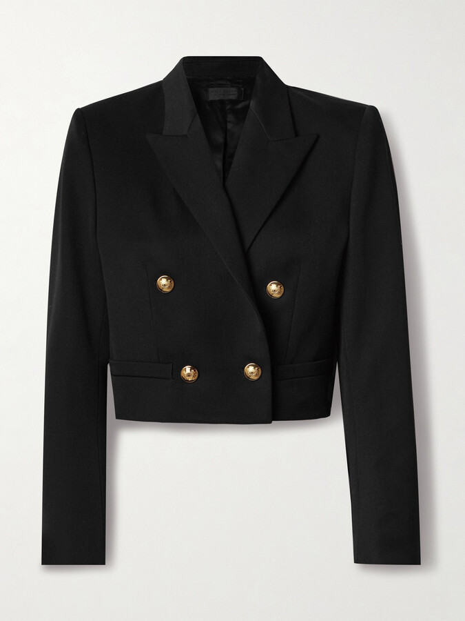 Nili Lotan - Beauregard Cropped Double-breasted Wool-twill Blazer - Black