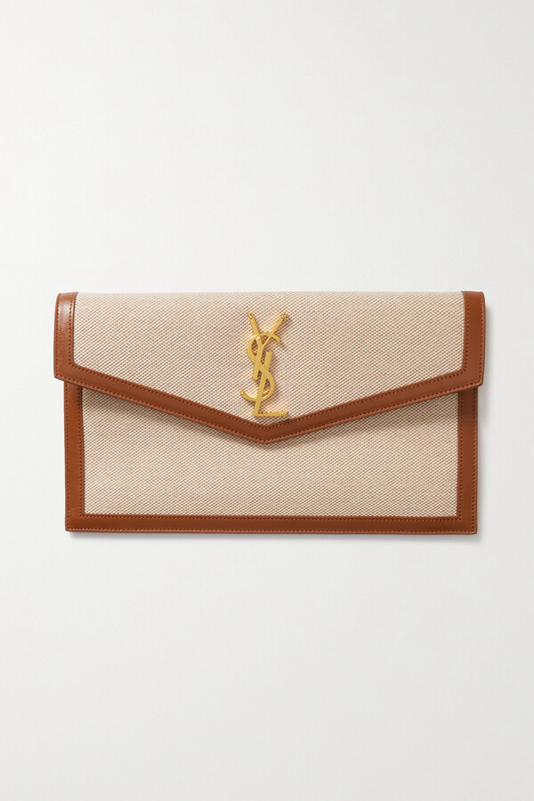 Saint Laurent Uptown envelope leather clutch bag - ShopStyle