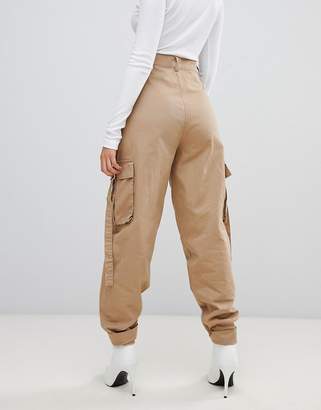 Missguided x Fanny Lyckman cargo zip utility pant in camel