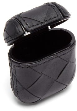 Bottega Veneta Intrecciato Leather Airpods Case - Black