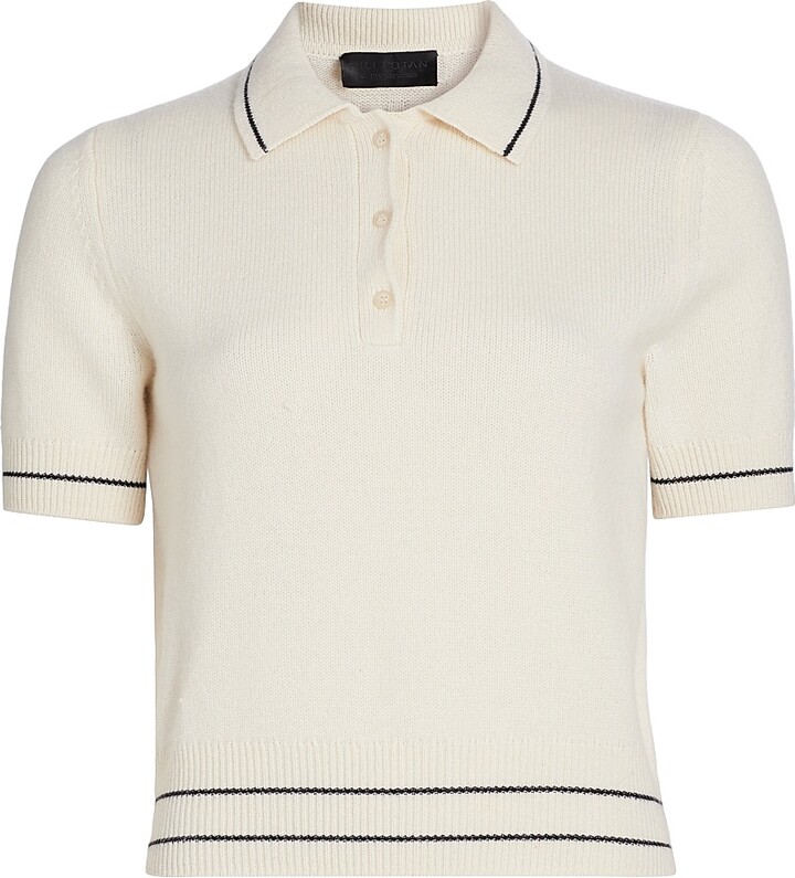 Nili Lotan Women's Carline Striped Polo Sweater - Ivory Black - Size XS