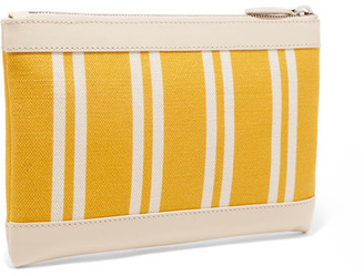 Balenciaga Leather-trimmed Striped Canvas Pouch - Yellow