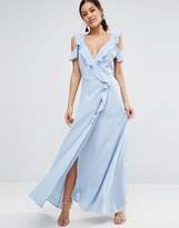 Thumbnail for your product : ASOS Delicate Ruffle Wrap Front Cami Maxi Dress