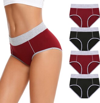 Maianei Ladies Cotton Knickers Low Mid Rise Womens Underwear Full Coverage  Briefs Comfy Breathable Seamless Panties Pack of 4 - ShopStyle