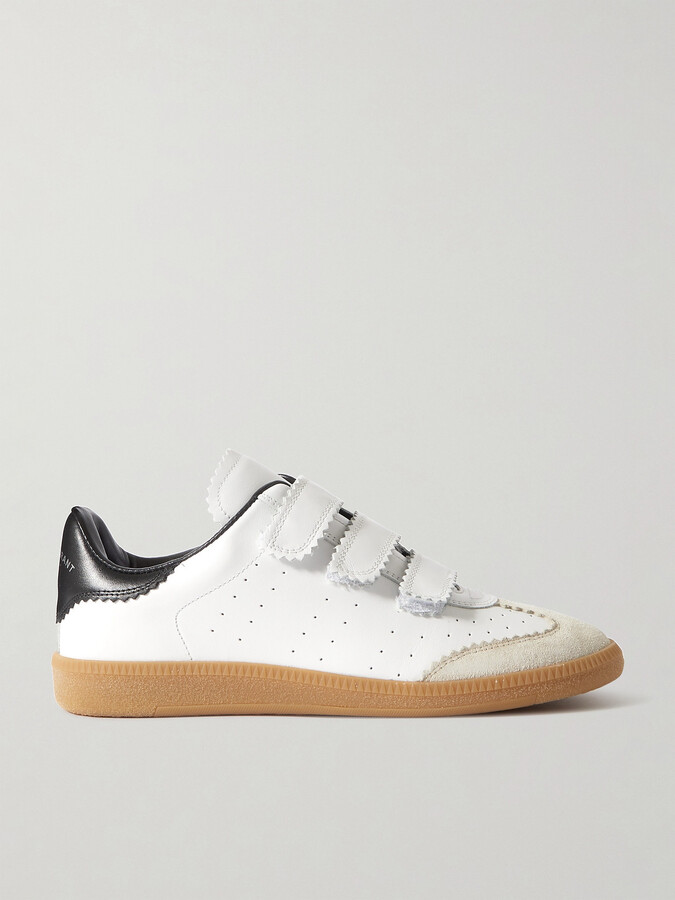 Isabel Marant Beth Suede-trimmed Leather Sneakers - White - ShopStyle