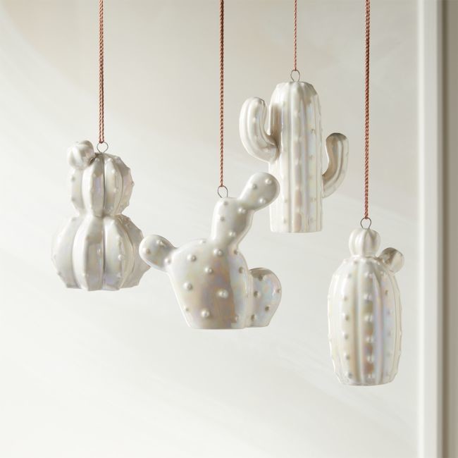 Luster Cacti Ornaments Set of 4