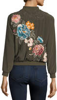 Thumbnail for your product : Johnny Was Alice Silk Crepe Embroidered Bomber Jacket, Petite
