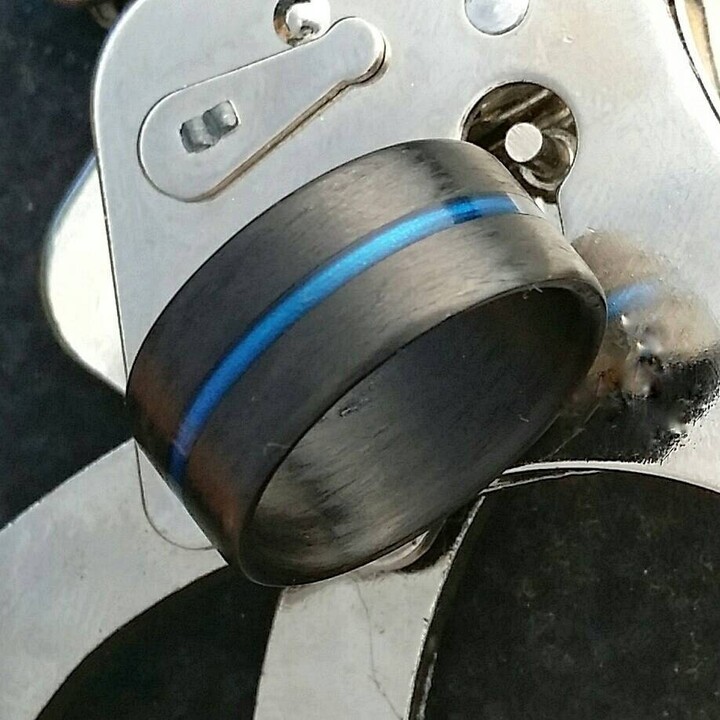 Thin Blue Line Carbon Fiber Ring Lightweight Comfort Fit Wedding Band