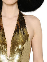Thumbnail for your product : Moschino Sequined Tulle Halter Dress