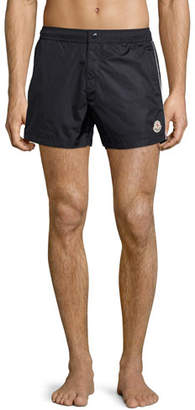 Moncler Swim Trunks with Contrast Piping, Navy