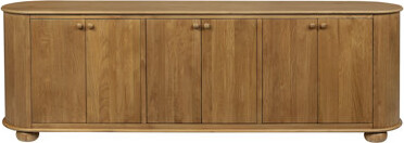 MOTI Furniture Astrid 6-door Sideboard In A Mid-century Natural Finish On Oak Solid Wood