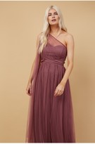 Thumbnail for your product : Little Mistress Bridesmaid Karter Mauve Bow Detail One-Shoulder Maxi Dress