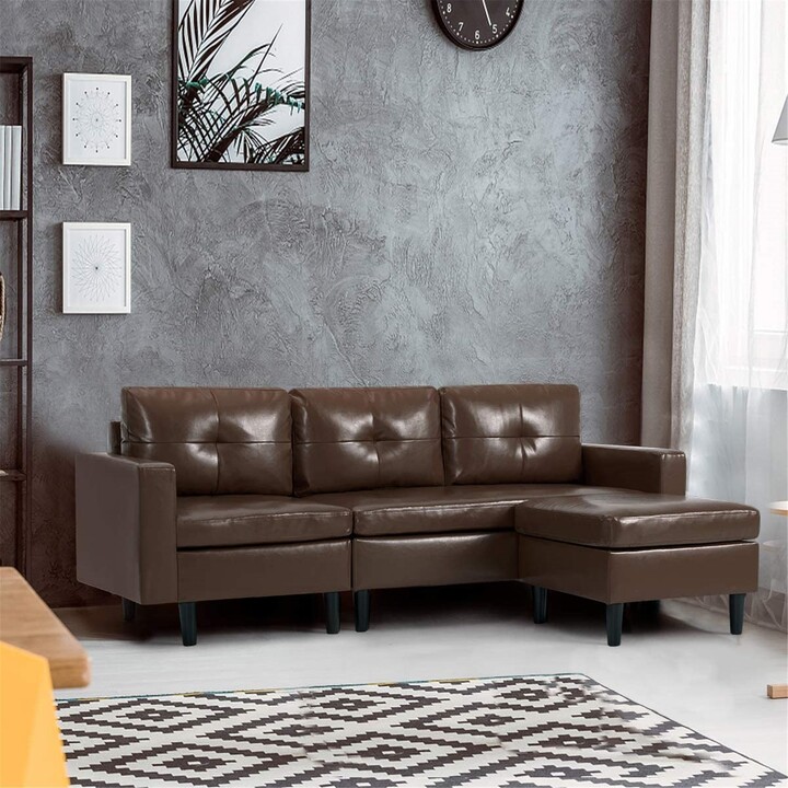 LA SIESTA Convertible Sectional Sofa Couch, LShaped Sofa Couch with