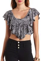 Thumbnail for your product : Charlotte Russe Paisley Print Ruffle Flounce Crop Top