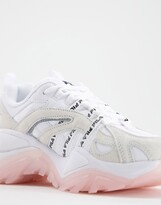 Thumbnail for your product : Fila interation sneakers in off white and pink