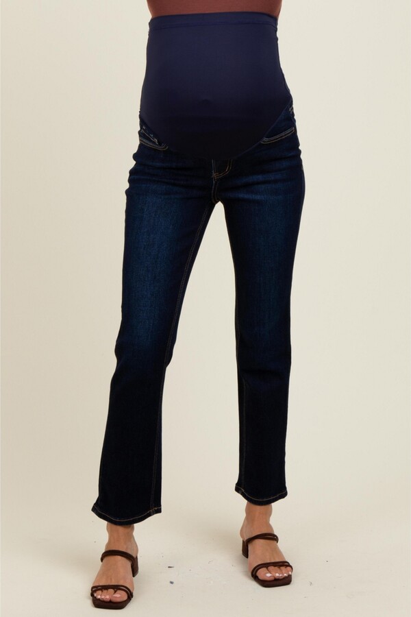 Pinkblush Maternity Navy Blue Classic Ankle Slim Straight Leg Jeans