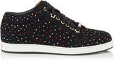 MIAMI Black Suede Sneakers with Multi Scattered Crystals