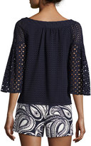 Thumbnail for your product : Trina Turk Coit Bell-Sleeve Cotton Eyelet Top