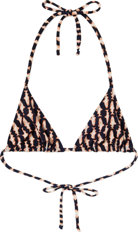 La DoubleJ Fish-Print Triangle Bikini Top