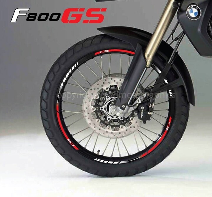 Motorcycle Wheel Stickers Decals Set Rim Tape Stripes 21'' F800 Gs Race Motorbike For Bmw F800Gs Street Motorrad Laminated Red White