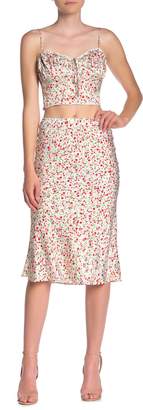 OOBERSWANK Floral Print Satin Slip Skirt