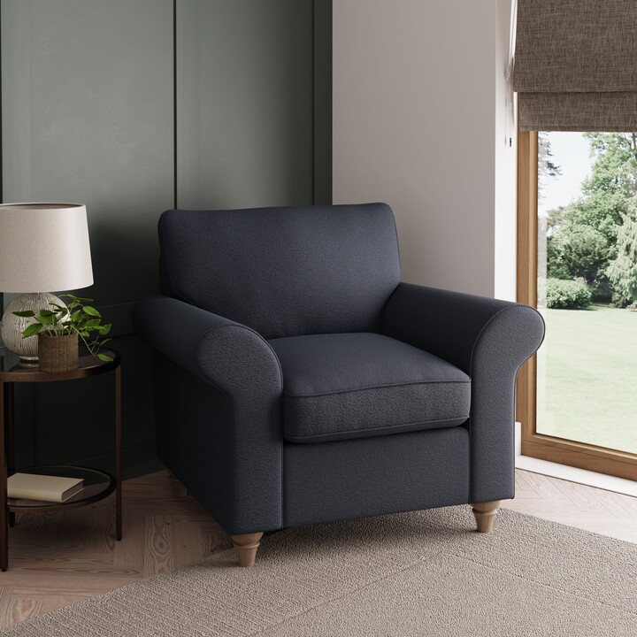 Dunelm Rosa Soft Chenille Armchair Navy Blue ShopStyle