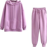 Thumbnail for your product : KaloryWee Coats KaloryWee Women Tracksuit Solid Color Hoodies And Casual Jogging Trouser Sets Teens Girls Lightweight Sports Loungewear