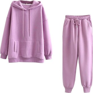 KaloryWee Coats KaloryWee Women Tracksuit Solid Color Hoodies And Casual Jogging Trouser Sets Teens Girls Lightweight Sports Loungewear
