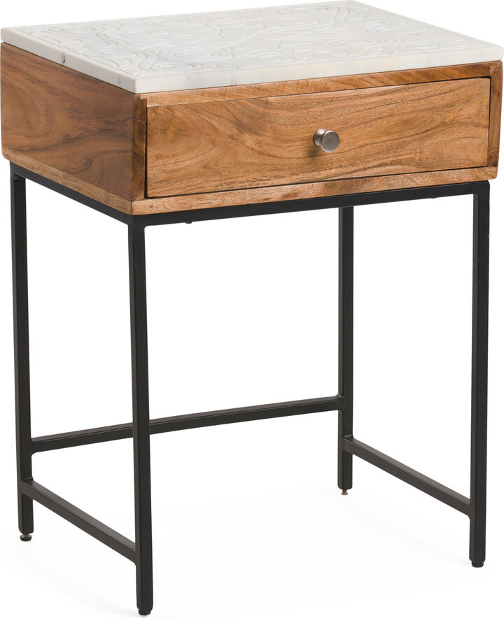 Handcrafted In India Marble Top Bedside Table ShopStyle