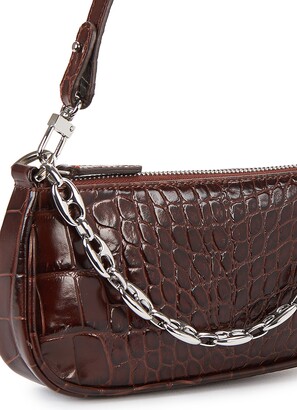 BY FAR Mini Rachel bag in crocodile embossed leather