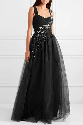 Prada Crystal-embellished Silk And Tulle Gown - Black