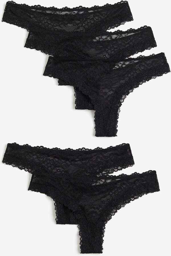AND/OR Wren Lace Brazilian Knickers, Black at John Lewis & Partners