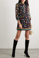 Thumbnail for your product : Alice + Olivia Lalita Floral-print Crepe De Chine And Flocked Silk-blend Chiffon Mini Dress