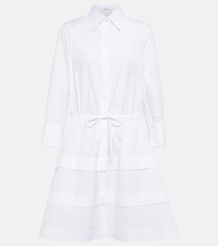 Alaia Tiered cutout cotton poplin shirt dress