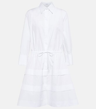 Alaia Tiered cutout cotton poplin shirt dress