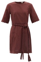 Thumbnail for your product : BELIZE Genesis Belted Broderie-anglaise Cotton Mini Dress - Brown