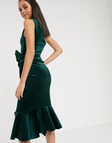 Thumbnail for your product : Asos Tall ASOS DESIGN Tall velvet one shoulder tuck detail midi dress