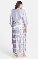 Thumbnail for your product : Jessica Howard Embellished Waist Artichoke Pleat Surplice Gown & Jacket (Plus Size)