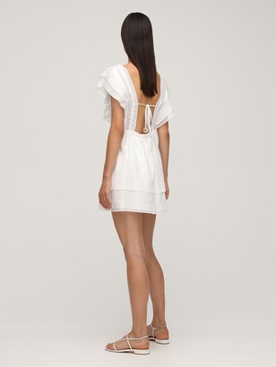 SIR the Label Caprice Ruffle Cotton & Linen Mini Dress