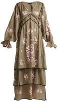 Thumbnail for your product : Pigeon Vita Kin - Spanish Embroidered Linen Dress - Womens - Khaki Multi