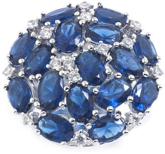 SPARKLE ALLURE Sparkle Allure Pure Silver Over Brass Blue Crystal and Cubic Zirconia Ring