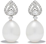 Thumbnail for your product : Kiki McDonough 18kt White Gold Lotus Pear Diamond Detail Pearl Earrings